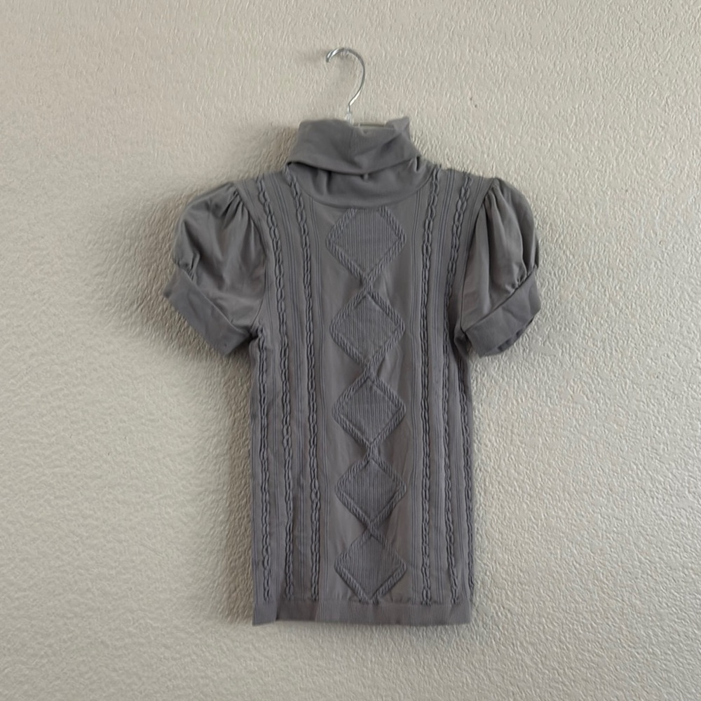 Bebe Gray Puff Sleeve Turtleneck